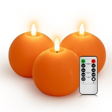 Flameless Candles with Remote, Orange Round Candles Ball LED Battery Operated...