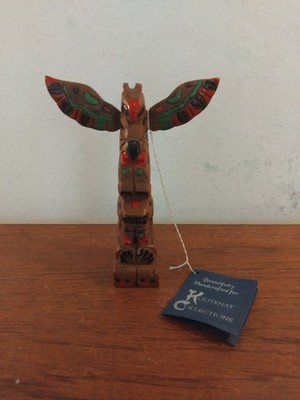 Kanadischer Adler Totempfahl, 13 cm groß Holz, Kootenay Cranbrook Kanada