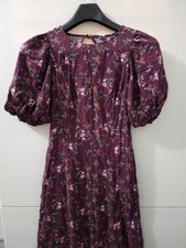 Old Navy Dress Womens XS Purple Maxi Puff Open Back Floral Smock Slit Viscose