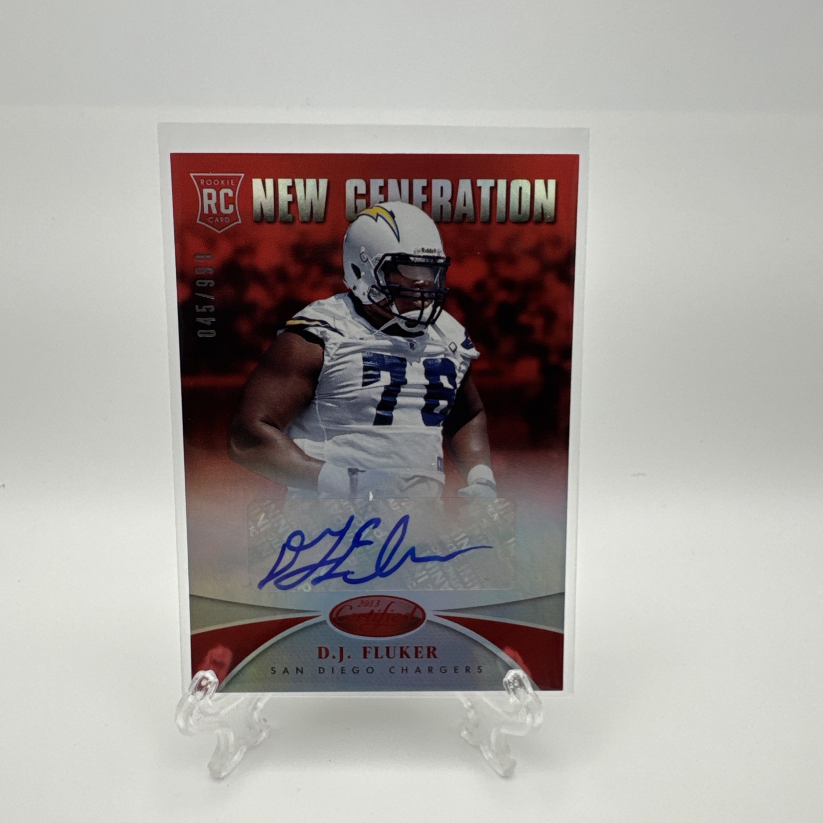 D.J. Fluker 2013 Certified 814/999 New Generation Rookie Auto Red #258 Chargers