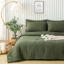 5-Piece Ultra-Soft Twin Bed Sheets and Comforter Set, Lightweight Washed Cozy...