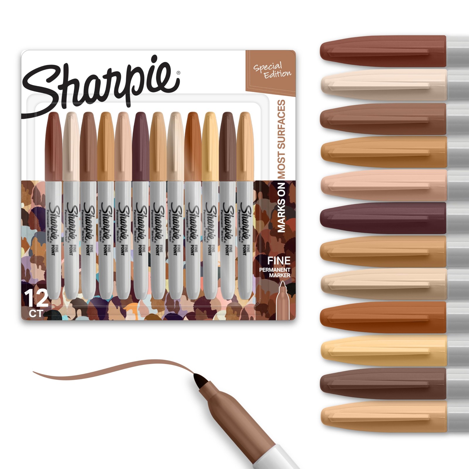 Sharpie Permanent Markers, 1 Count (Pack of 12), Assorted Shades Brown 