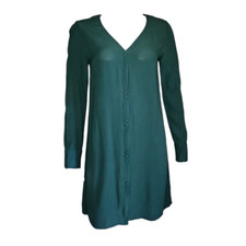 Madewell Dress Womens Size XS Solid All Green Button Front Long Sleeve Novel