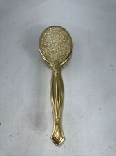 Vintage Vanity Hair Brush Gold Tone W/ Removable Brush and Glittery Fabric Back