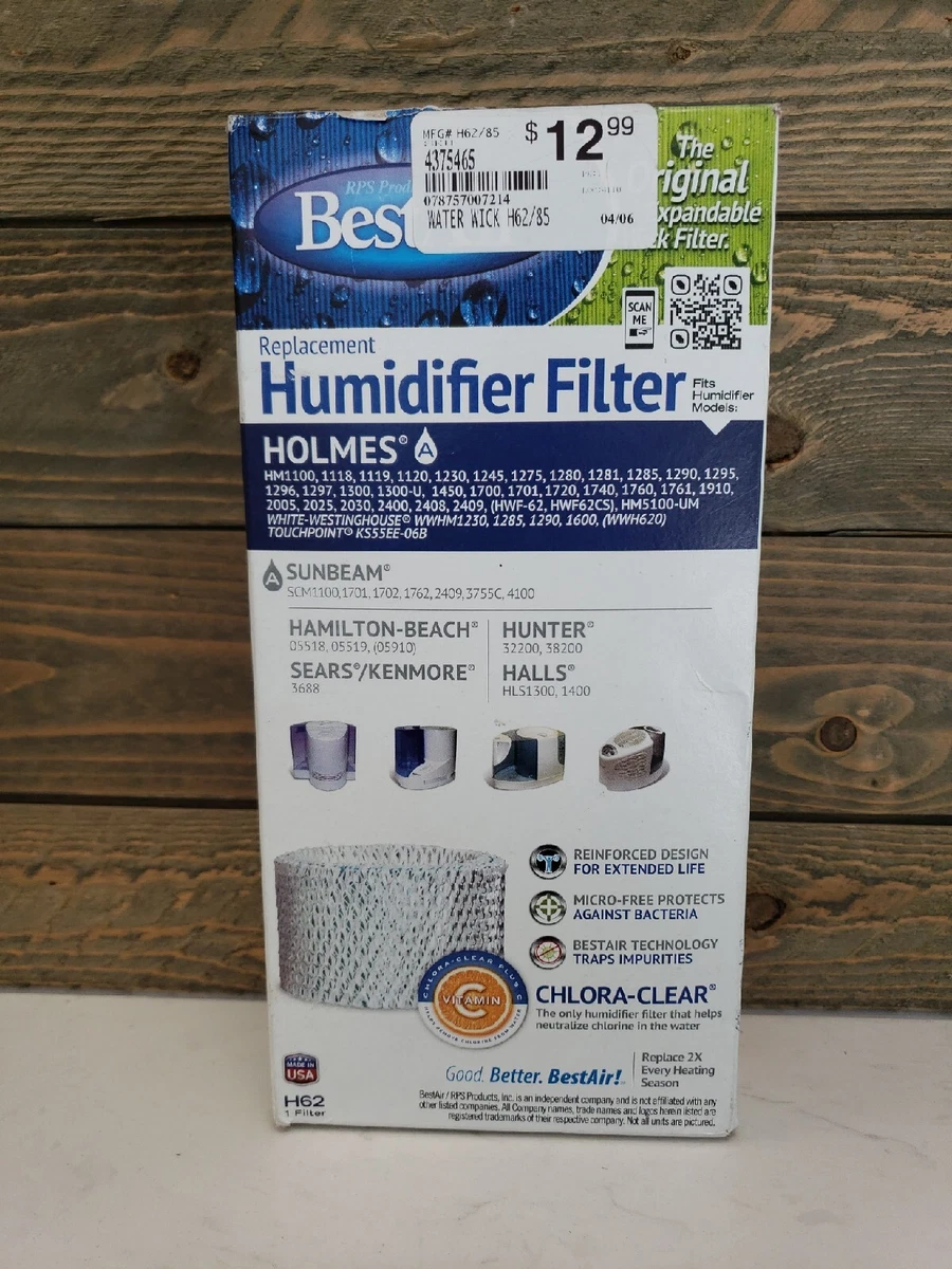 BestAir H62 Humidifier Filter Holmes Sunbeam Halls Hunter Hamilton Beach