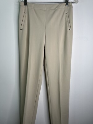 C Est.1946 Womens Casual Dress Pants Trousers Size Small Beige Faux Pockets 