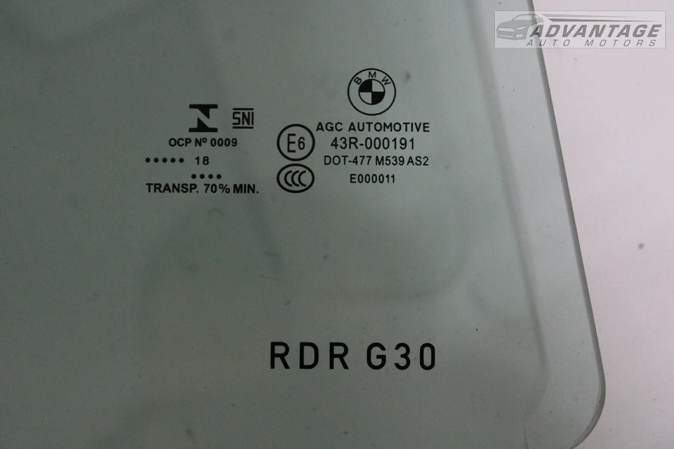 2017-2020 BMW 530I G30 REAR RIGHT SIDE DOOR WINDOW GLASS 43R-000191 OEM - Image 3 of 4