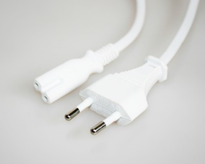 0,5m Netzkabel Euro-8 Stecker kurz 2-pol Netzanschluss-Kabel Doppelnut 50cm weiß