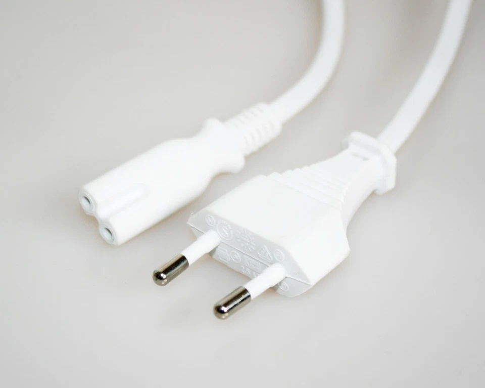 INLINE Cavo di Alimentazione 0,5m Spina Euro-8 Corta 2 Poli Cavo di Alimentazione Doppia Scanalatura 50cm Bianco