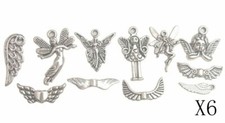 66PCS/Lot Antiqued Silver Metal Fairy Charms Beads Angel Wing