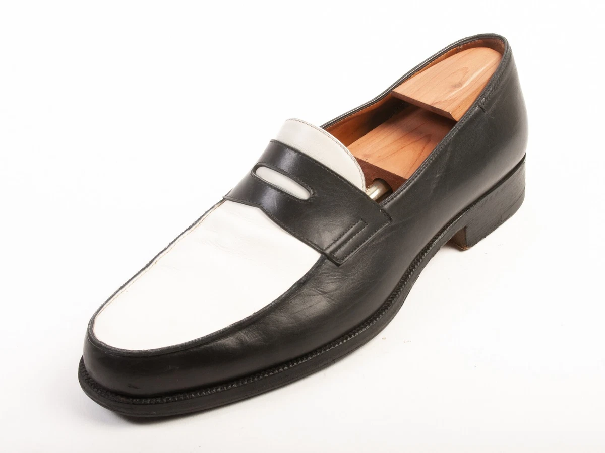 Tom Ford Black and White Leather Penny Loafers 25543