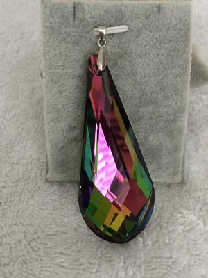 Simulierte Nordlichter Kristall Tropfen Anhänger Rhodium über Silber Neu 3 /1,25 