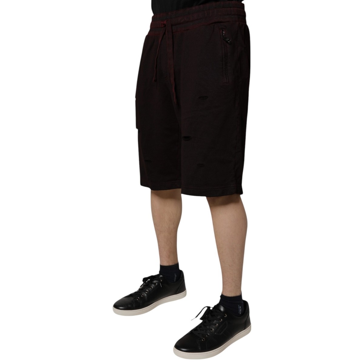 【関税＆送料込み】Dolce & Gabbana Floral Bermuda Shorts DOLCE & GABBANA Shorts Bordeaux Cotton Bermuda Sweatshorts