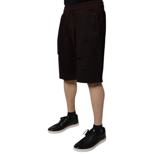 DOLCE & GABBANA Shorts Bordeaux Cotton Bermuda Sweatshorts IT56/W42/XXL 900usd - Picture 2 of 8