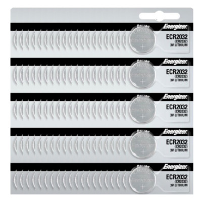 Energizer ECR2032 Genuine Fresh CR2032 2032 Lithium 3 Volts Batteries - 50 count