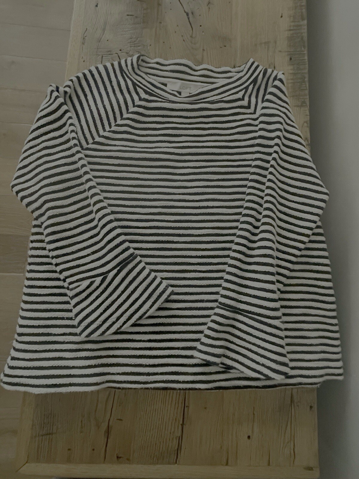 LOFT Women's Soft and Cozy Lounge T-Shirt - Small, Black & White Striped Casual Basic Tee for Everyday Comfort