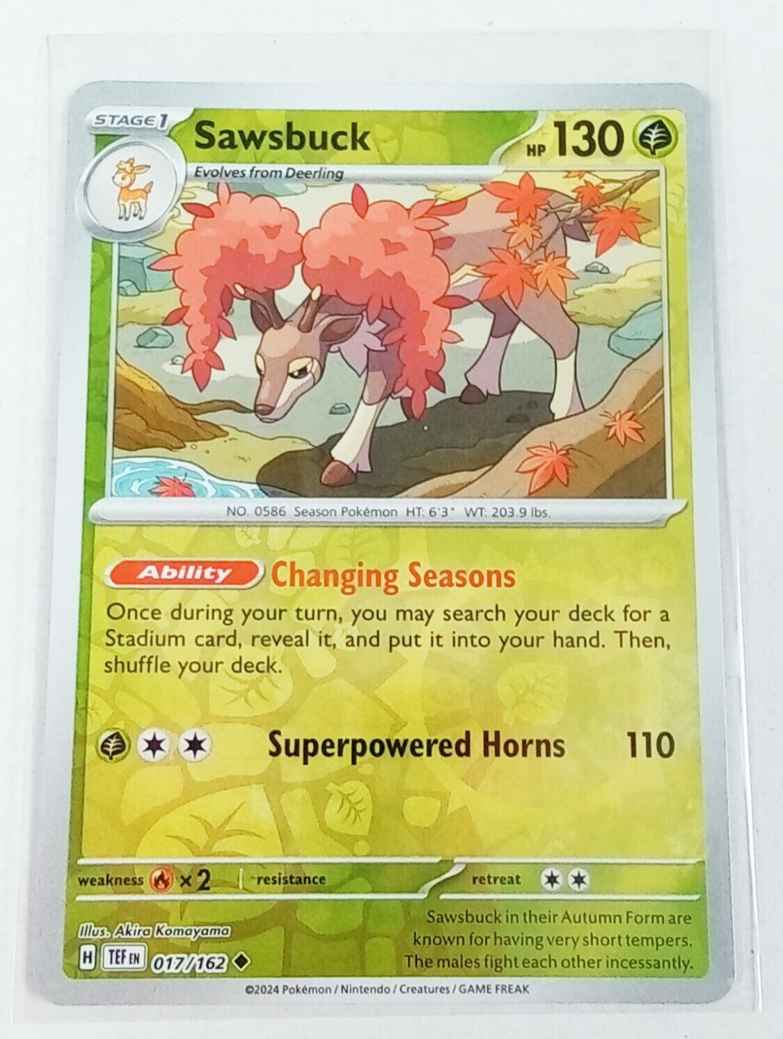 Sawsbuck 17/162 Temporal Forces Reverse Holo Pokémon Card 2024
