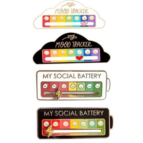 My Social Battery Mood Brooch Pin Funny Interactive Enamel Badge Pins Gift - Picture 1 of 19