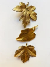 Vintage Black Forest 24K Gold Gilt Plated Leaf Pins