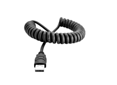 SCHWARZES AUFGEROLLTES STRETCH USB-KABEL STROMKABEL FÜR Pyle Sports wasserdicht MP3-PLAYER