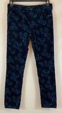 Anthropologie Pilcro Jeans Sz 29 30 x 27.5 Script Navy Velvet Print Skinny Leg