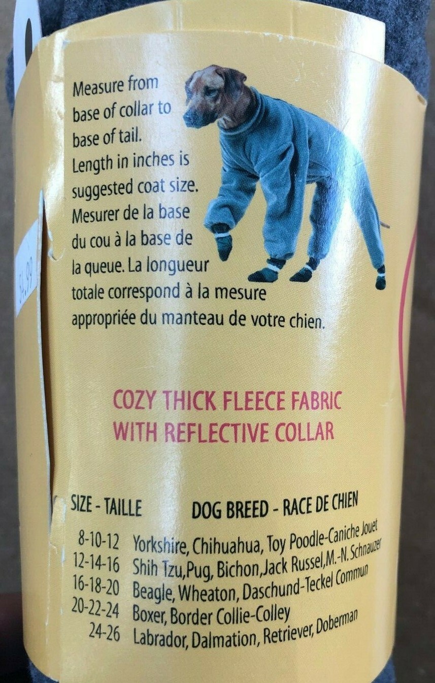Muttluks Four Legged Fleece Dog Jogger Dark Grey Size 10 Pds99 Mutt Luks