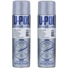 2 x U-Pol Powercan Silver Alloy Wheel Spray Paint Car Aerosol 500ml