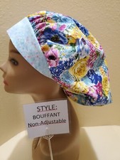Floral Multi Women's Bouffant Surgical Scrub Hat/Cap Handmade
