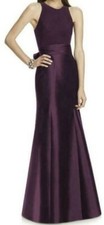 Alfred Sung Jersey Bodice Mikado Trumpet Dress Purple, Size 2
