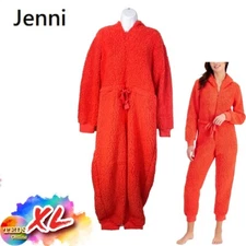 NWT Jenni by Jennifer Moore Women XL Sherpa Union Suit Papaya Punch 1001272294MS