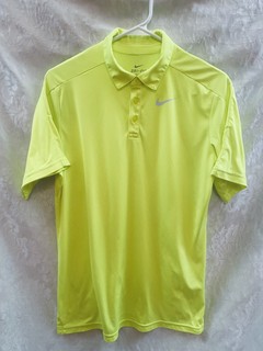NIKE Boy’s POLO Shirt Size XL S/S Dri Fit Polyester Solid NEON GREEN EUC