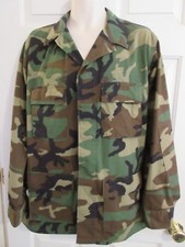 MILITARY Men's MEDIUM LONG Shirt Jacket Woodland Camouflage Cotton Blend Ripstop