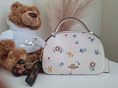NWT COACH SERENA SATCHEL WITH WILD MEADOW PRINT C4252 Free Keychain 