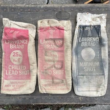 vtg 3 Lawrence Brand American Standard Chilled Lead Shot Canvas Bags Empty Decor