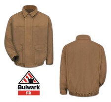 Bulwark Flame Resistant Heavyweight Brown Duck Lined Bomber Jacket FR Uniform