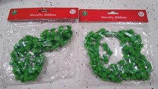 Green Christmas Novelty Ribbon/Tree Garland, 24 Ft Pom-pom Balls Metallic Tinsel