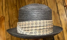 PELHAM WOVEN  CHARCOAL  MILAN FEDORA HAT  7 1/8  Great X-Mas Gift!
