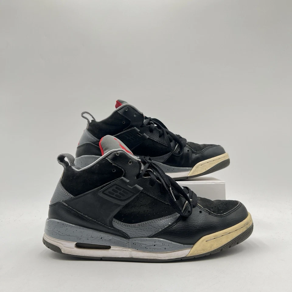 Jordan Flight 45 Shoes Men’s 9 Leather Fabric Black Cool Gray 644846-006 - Image 2 of 4