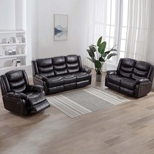 SEATTLE HIGH BACK BONDED LEATHER RECLINER 3 + 2 + 1 SOFA ARMCHAIR SET SUITE
