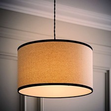 Light Shade Black Linen Trim Lampshade Drum Pendant Ceiling Light Lightshade