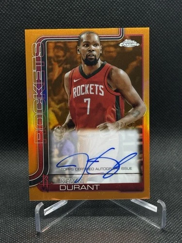 KEVIN DURANT 2025-26 Topps Chrome ORANGE REFRACTOR On Card Auto Jersey # 7/25