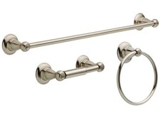 Delta Flynn 3-Piece Bath Set with Towel Ring Toilet Paper Holder Brushed Nickel