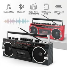 Retro Boombox Cassette Radio Player MP3  Recorder AM/FM/SW Bluetooth Speaker