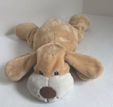 Light Brown/Tan White Plush Puppy Dog Lightly Stuffed Animal Laying Brown Nose