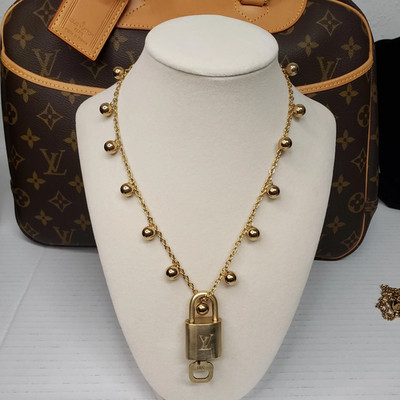 Authentic Louis Vuitton Lock& Key w/Unbranded Golden Balls Stainless Steel Chain