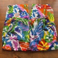 Jams World Cropped Pants-Tropical Eclair Floral Print-Rayon-Women's Size Small