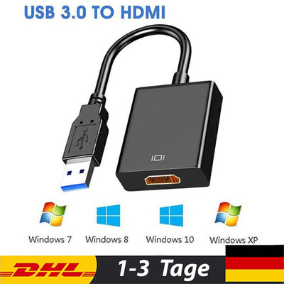 USB 3.0 to HDMI Adapter HD Konverter 1080p für PC HDTV TV Laptop Schwarz Nue