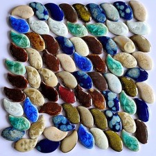200g Ceramics Mosaic Tiles for Crafts Bulk Random Color Left and Right Raindr...