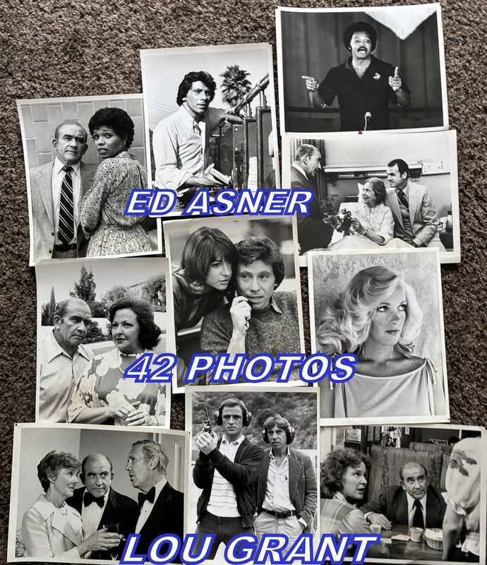 LOU GRANT-41 ORIGINAL 7X9 PHOTOS-ED ASNER,LINDA KELSEY,NANCY MARCHAND W/CAPTIONS