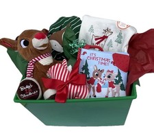 Christmas baby gift basket, Baby  s 1st Christmas Rudolph Outfit Lovey  Blanket